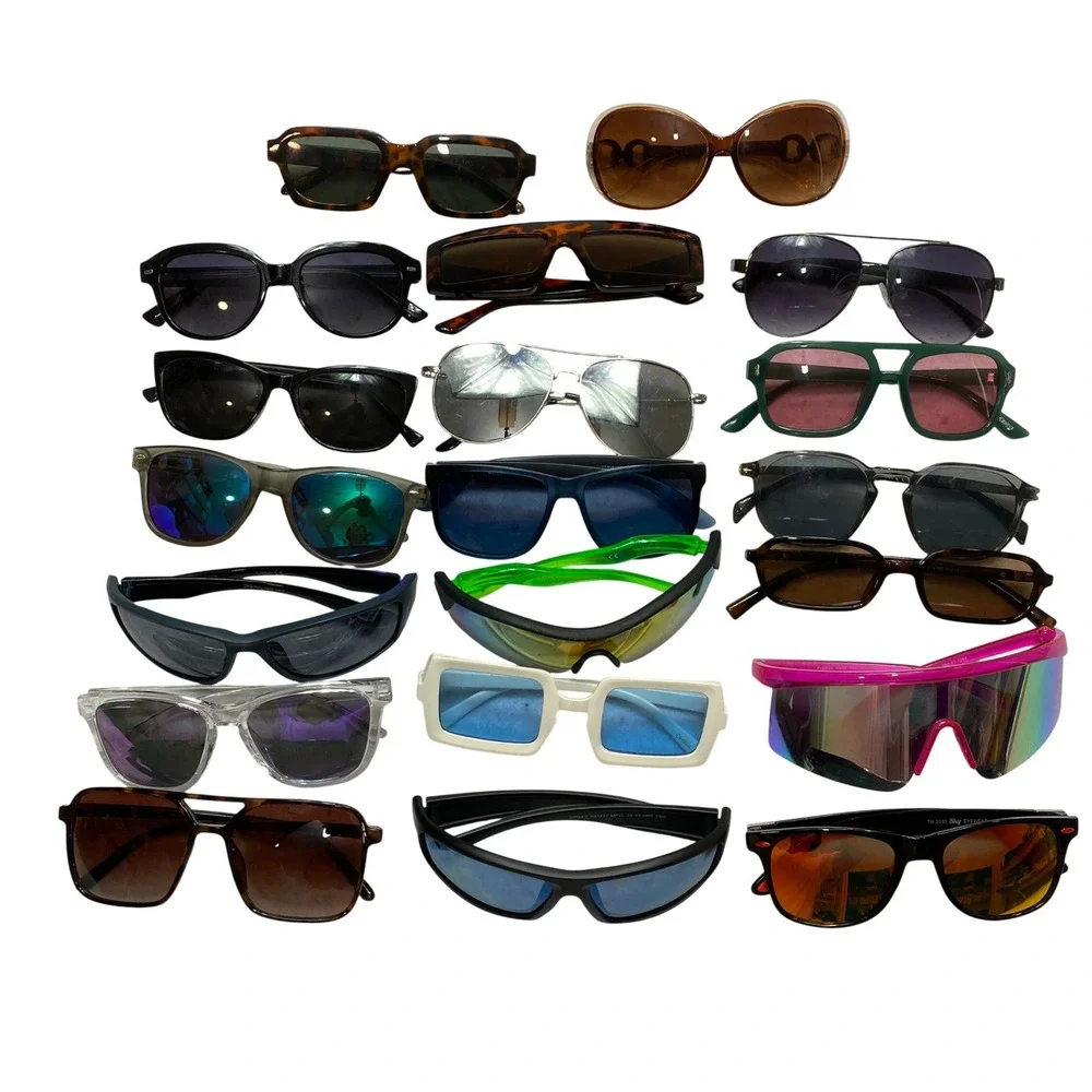 Lot Of 20 Mixed Sunglasses Unisex OS Multi Aviator Sport Shield Bundle